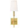 Beckham Classic Sconce in Burnished Brass with Linen Shade