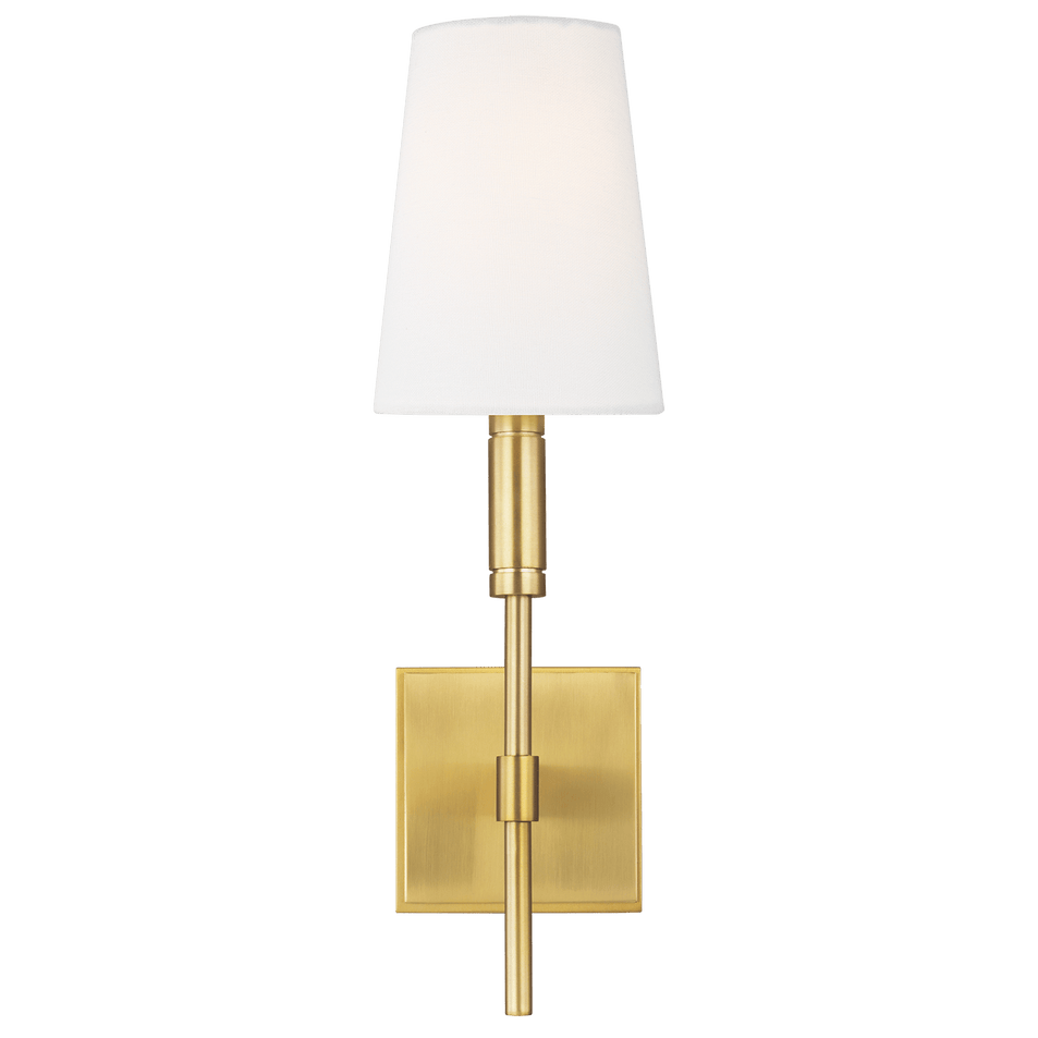 Beckham Classic Sconce in Burnished Brass with Linen Shade
