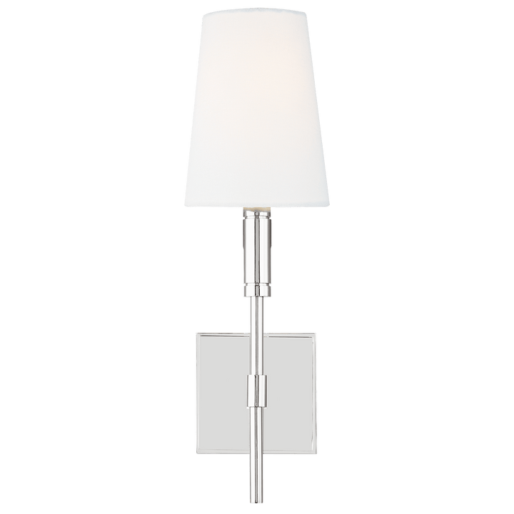 Beckham Classic Sconce in Polished Nickel with Linen Shade