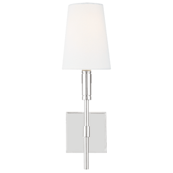 Beckham Classic Sconce in Polished Nickel with Linen Shade