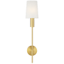 Beckham Modern Sconce in Burnished Brass with Linen Shade