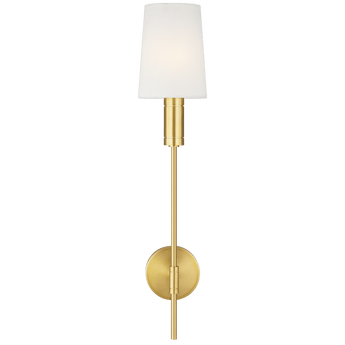 Beckham Modern Sconce in Burnished Brass with Linen Shade