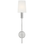 Beckham Modern Sconce in Polished Nickel with Linen Shade