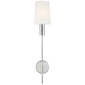 Beckham Modern Sconce in Polished Nickel with Linen Shade