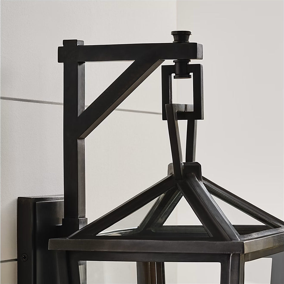 Darlana Small Tall Bracketed Wall Lantern, a premium Wall light by Visual Comfort & Co. Close - up image of its design.