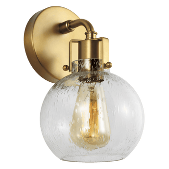 Clara 1 - Light Sconce in Burnished Brass with Seeded Glass