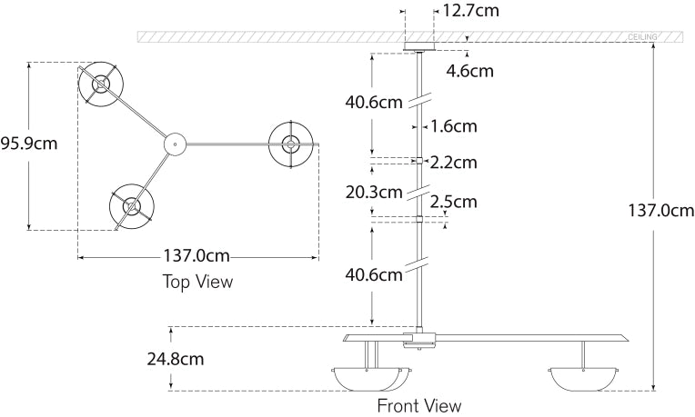 Valencia Extra Large Three Light Chandelier Blueprint