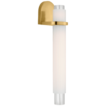 Arena 20" Sconce in Hand-Rubbed Antique Brass with White Ribbed Glass