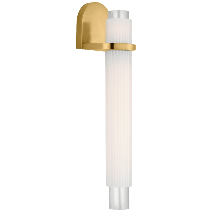 Arena 20" Sconce in Hand-Rubbed Antique Brass with White Ribbed Glass