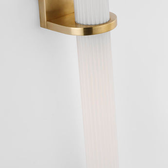 Arena 20" Sconce in Hand-Rubbed Antique Brass with White Ribbed Glass