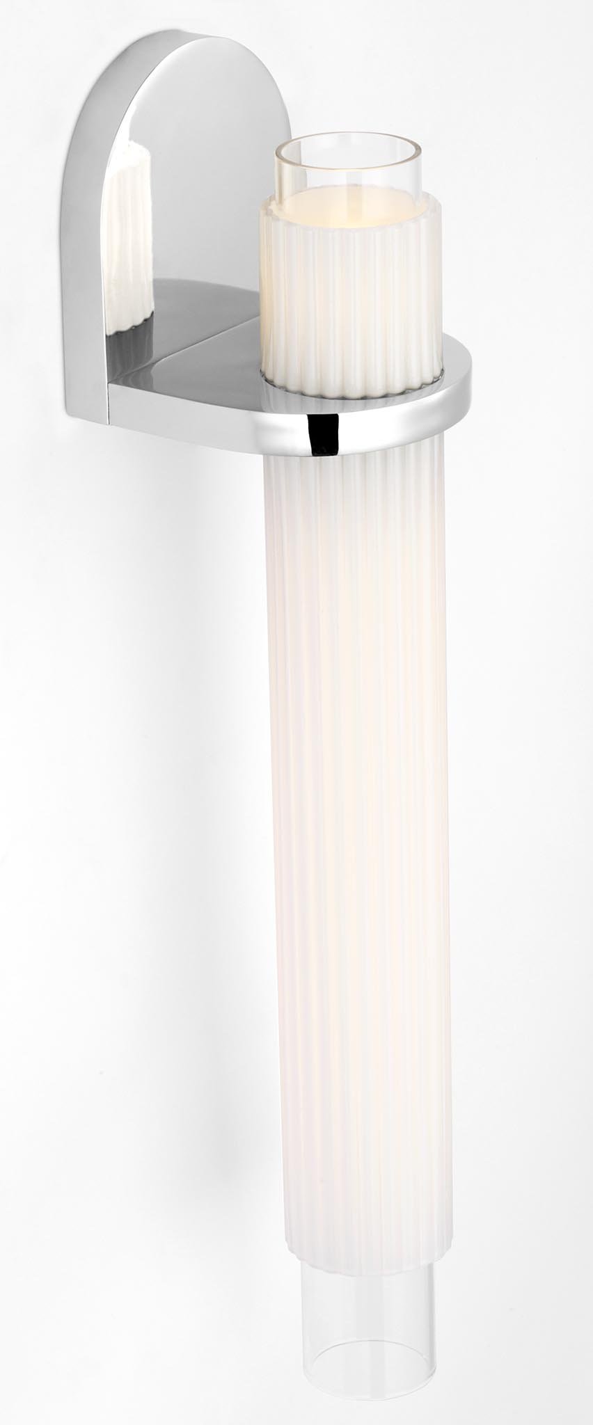 Arena 20" Sconce in Polished Nickel with White Ribbed Glass