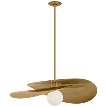 Mahalo 32" Tiered Pendant in Hand-Rubbed Antique Brass with White Glass