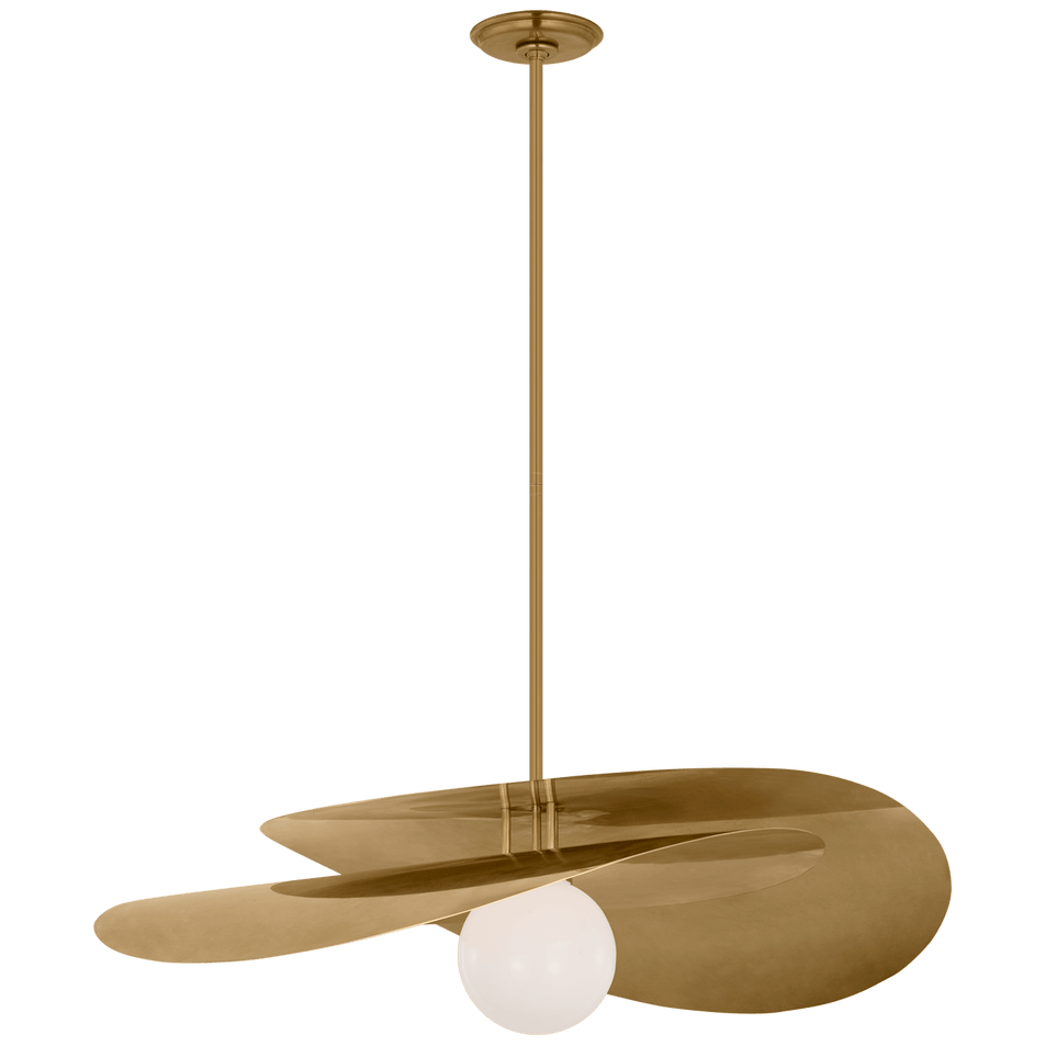 Mahalo 32" Tiered Pendant in Hand-Rubbed Antique Brass with White Glass