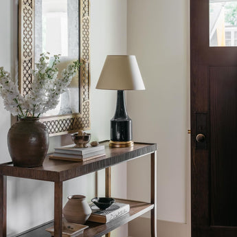 Sawyer Table Lamp, a premium Decorative light by Visual Comfort & Co. Close - up image of its design.