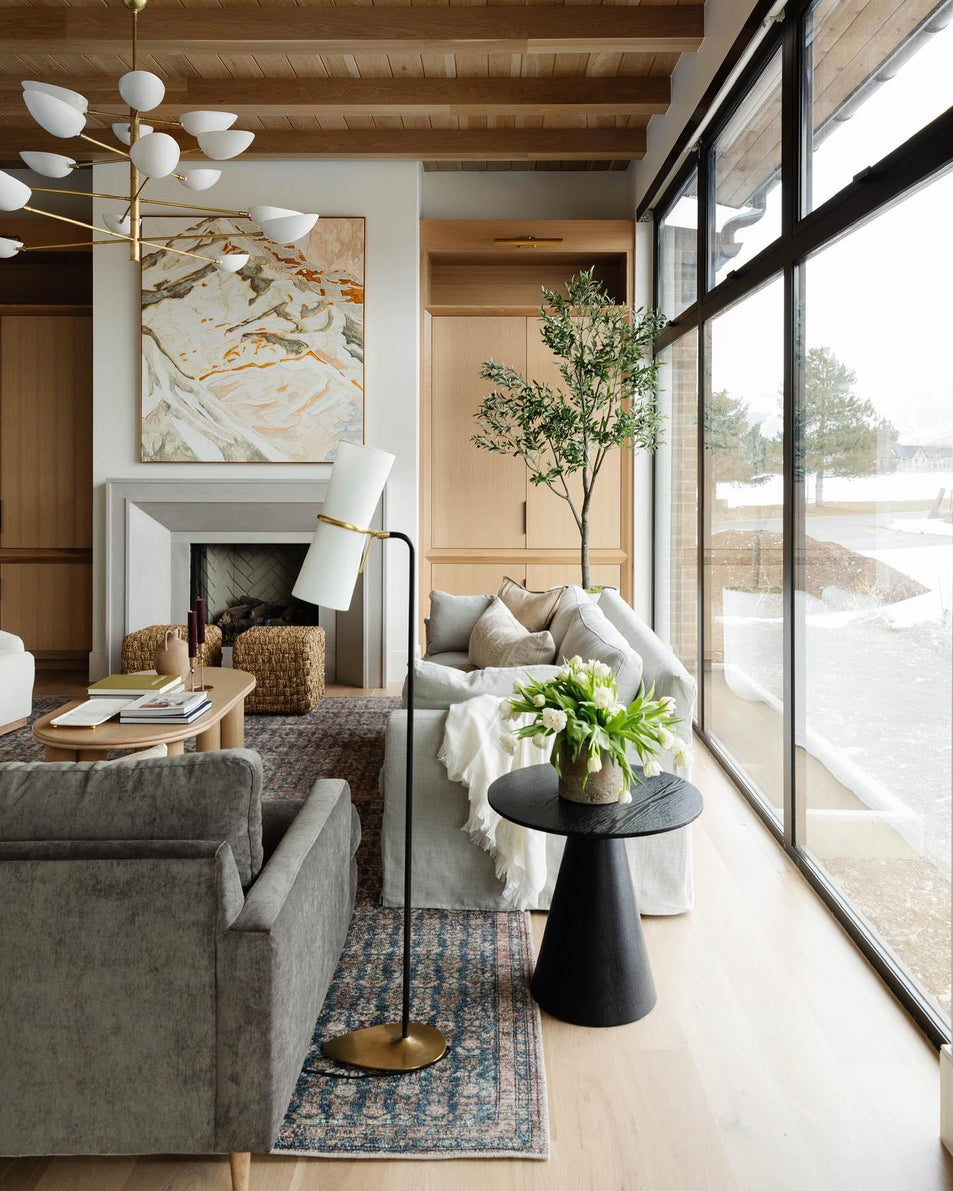 Clarkson Floor Lamp, a premium Functional light by Visual Comfort & Co. Close - up image of its design.