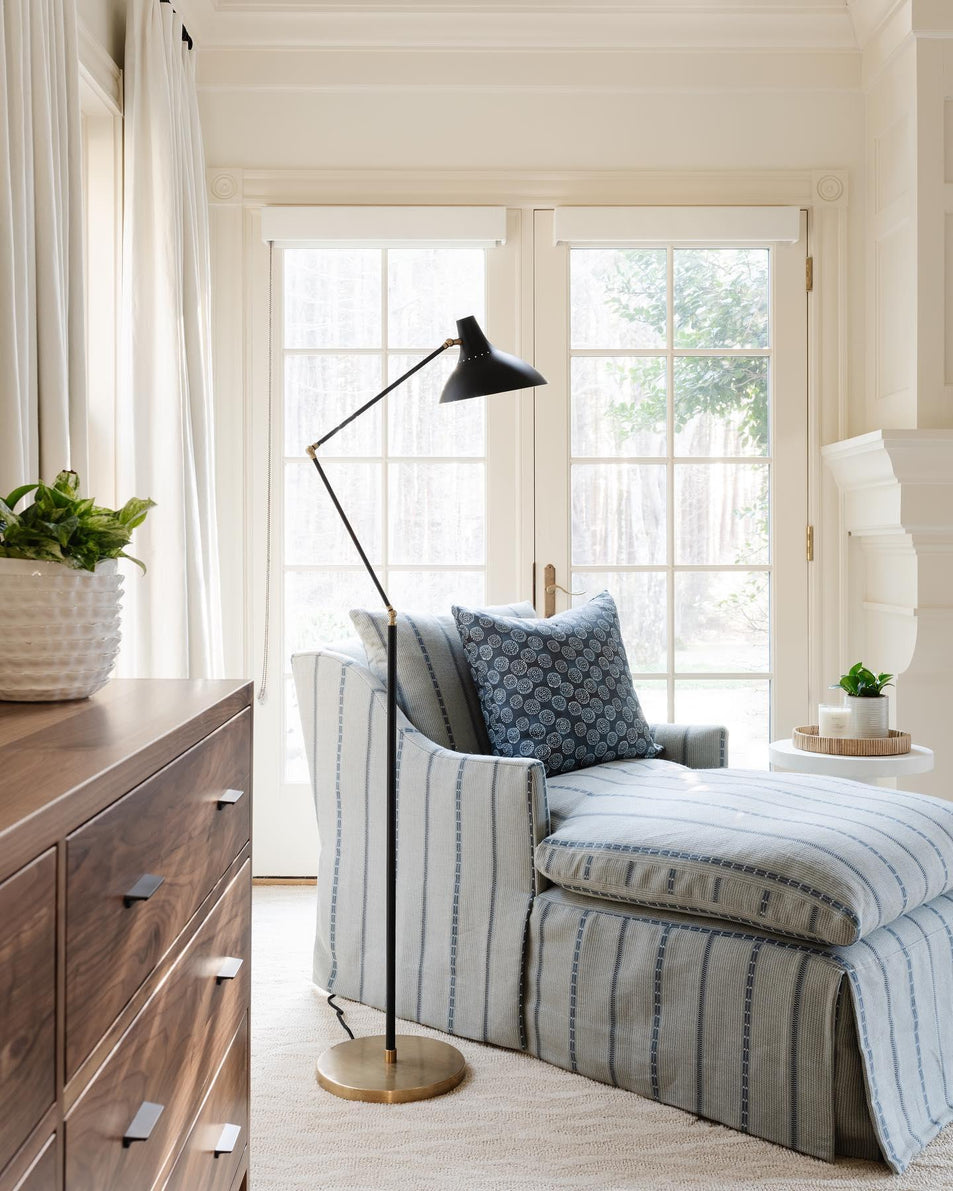 Charlton Floor Lamp, a premium Functional light by Visual Comfort & Co. Close - up image of its design.