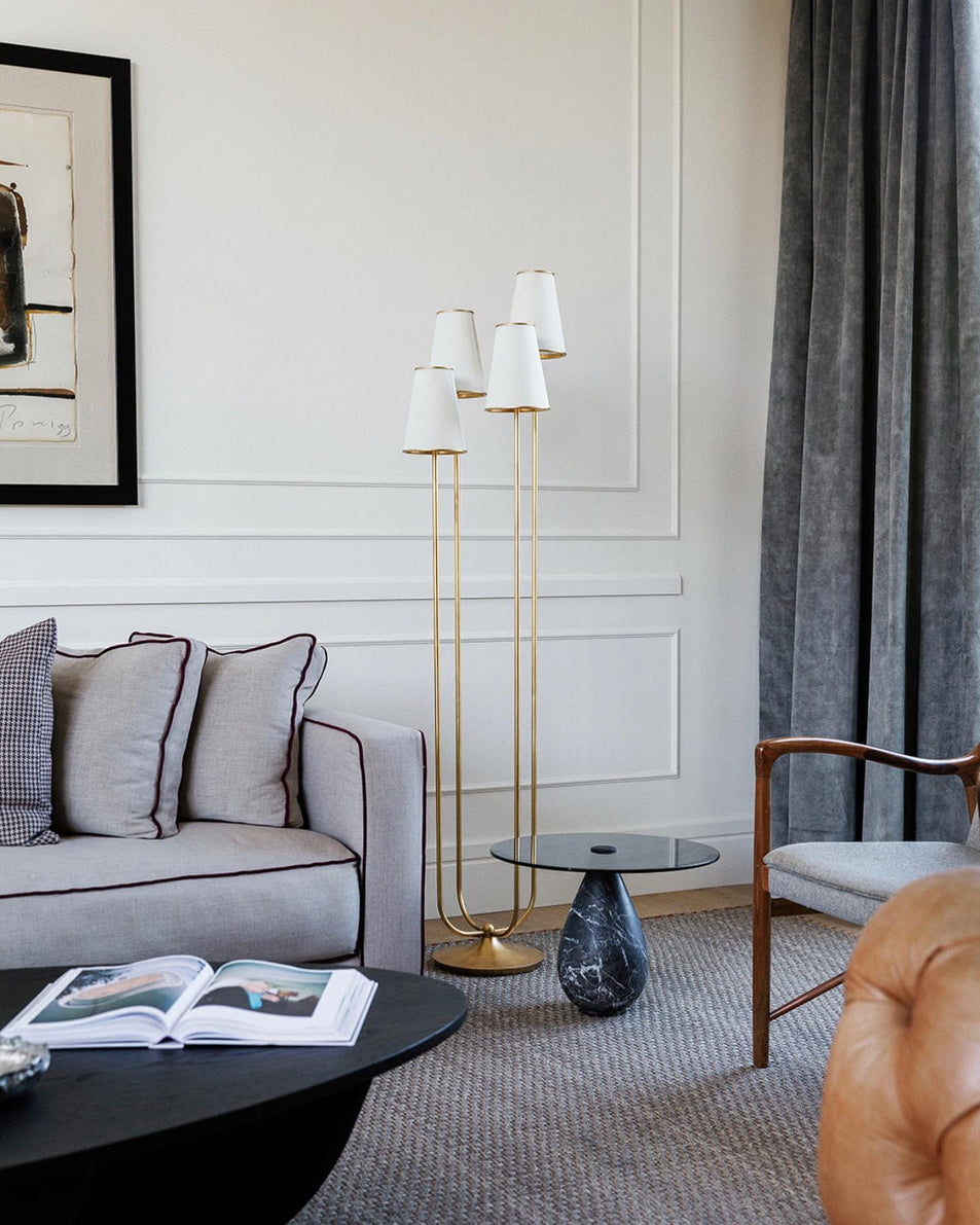 Montreuil Floor Lamp, a premium Decorative light by Visual Comfort & Co. Close - up image of its design.