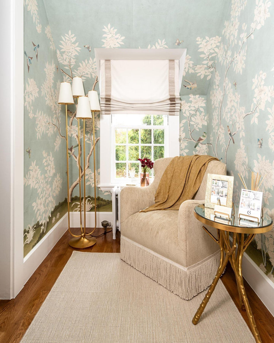 Montreuil Floor Lamp, a premium Decorative light by Visual Comfort & Co. Close - up image of its design.