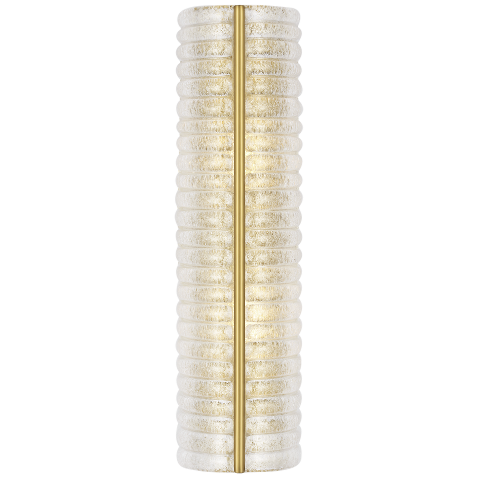 Claude 20" Linear Sconce in Hand-Rubbed Antique Brass with Clear Graniglia Glass