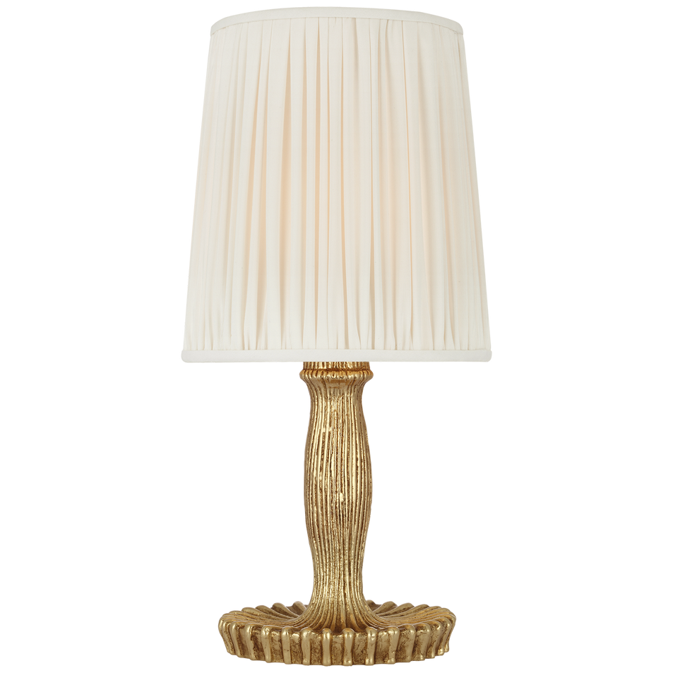 Ovid 14" Cordless Accent Lamp in Gold Lustre with Silk Pleated