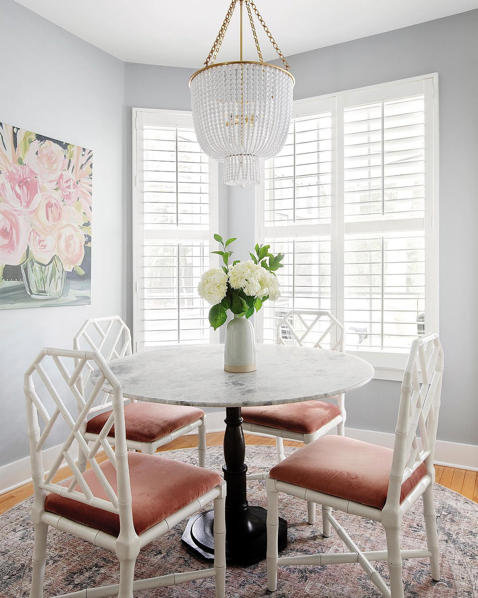 Jacqueline Chandelier, a premium Chandelier light by Visual Comfort & Co. Close - up image of its design.