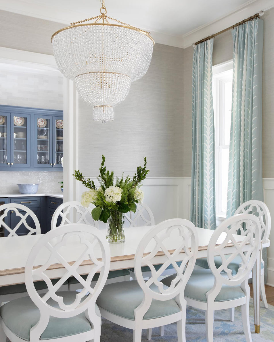 Jacqueline Two - Tier Chandelier, a premium Chandelier light by Visual Comfort & Co. Close - up image of its design.