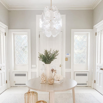 Loire Medium Barrel Chandelier, a premium Chandelier light by Visual Comfort & Co. Close - up image of its design.