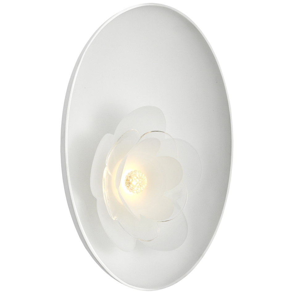 Petaluma 13" Reflector Sconce in Matte White with Etched and Clear Glass Flower