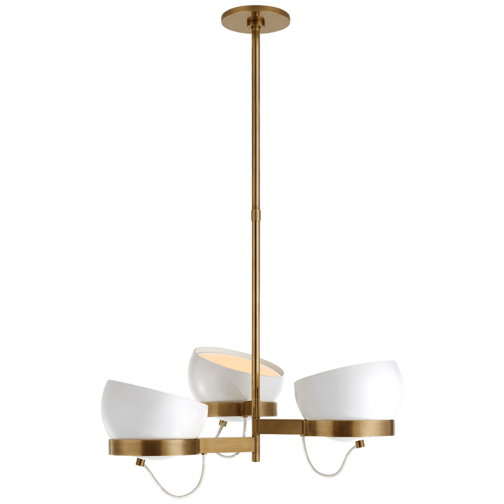 Lightwell Medium Triple Chandelier, a premium Chandelier light by Visual Comfort & Co. Close - up image of its design.