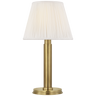 Connie 12" Cordless Accent Lamp in Antique-Burnished Brass with Silk Pleated