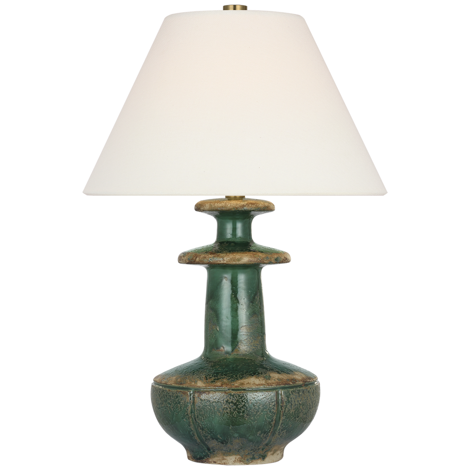 Temara 28" Table Lamp in Corsican Green with Linen