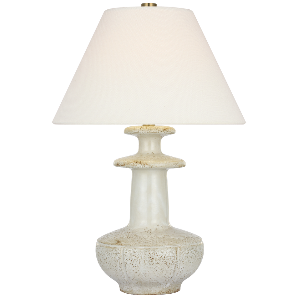 Temara 28" Table Lamp in Corsican White with Linen
