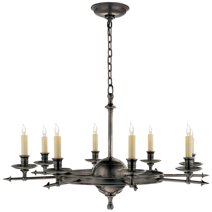 Leaf and Arrow Large Chandelier, a premium Chandelier light by Visual Comfort & Co. Close - up image of its design.