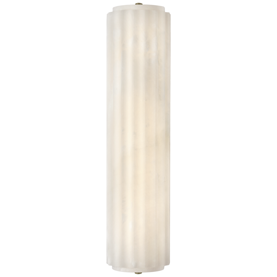 Madden 19" Fluted Linear Sconce in Alabaster and Antique-Burnished Brass