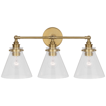 Parkington 24" Three Light Bath Bar, a premium Bath light by Visual Comfort & Co. Close - up image of its design.