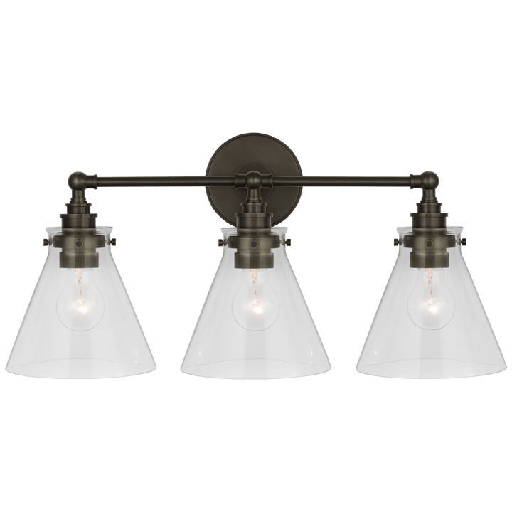 Parkington 24" Three Light Bath Bar, a premium Bath light by Visual Comfort & Co. Close - up image of its design.