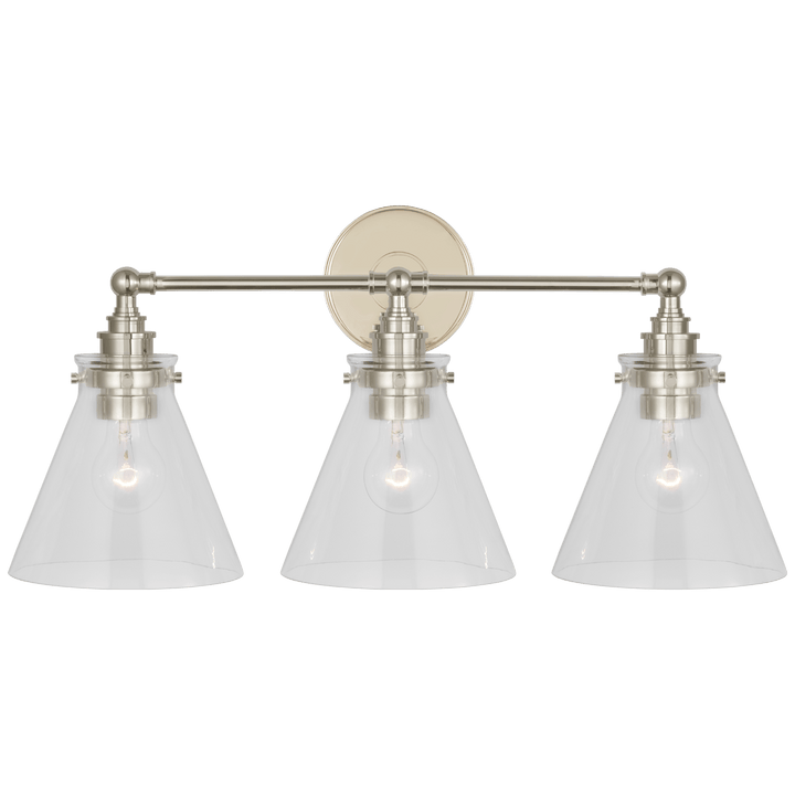 Parkington 24" Three Light Bath Bar, a premium Bath light by Visual Comfort & Co. Close - up image of its design.