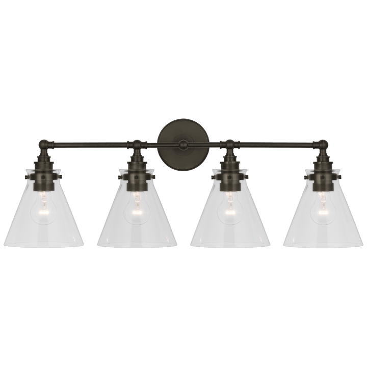 Parkington 32" Four Light Bath Bar, a premium Bath light by Visual Comfort & Co. Close - up image of its design.