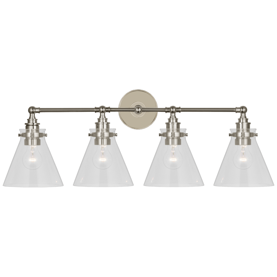 Parkington 32" Four Light Bath Bar, a premium Bath light by Visual Comfort & Co. Close - up image of its design.