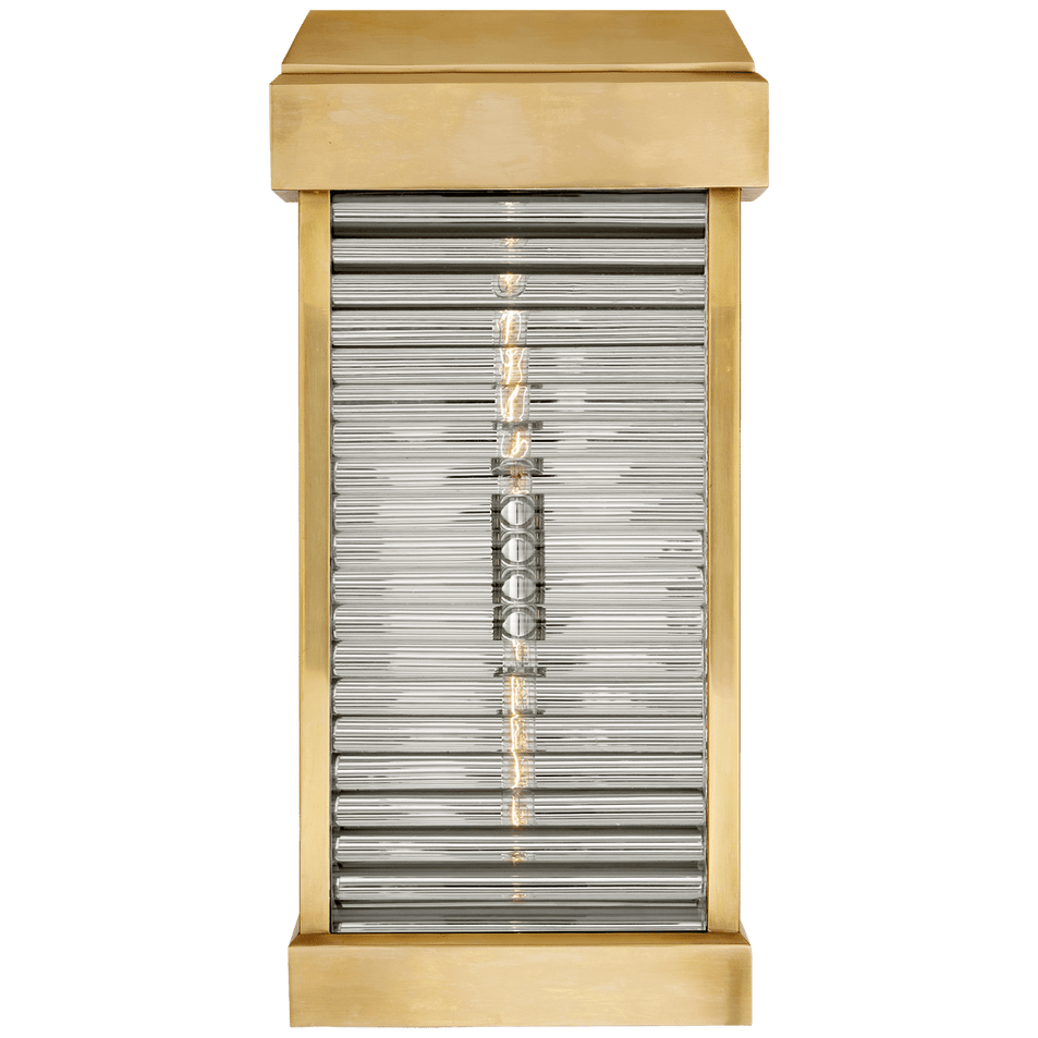 Dunmore Large Curved Glass Louver Sconce, a premium Wall light by Visual Comfort & Co. Close - up image of its design.