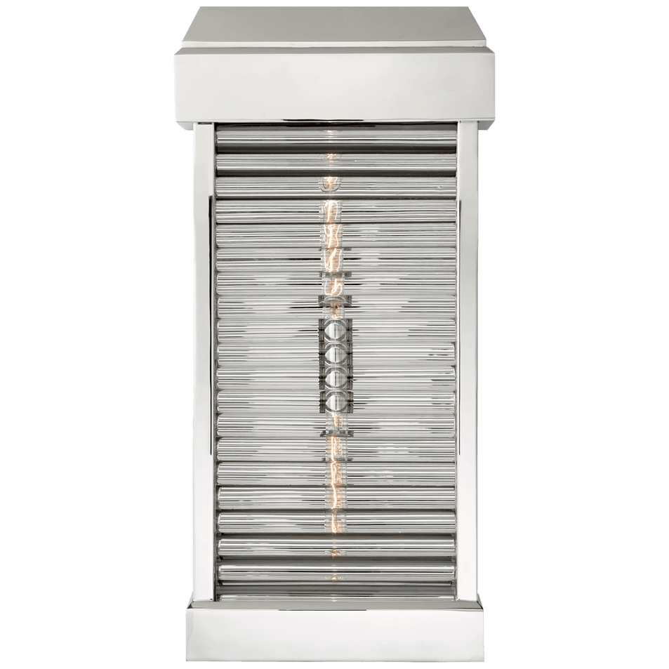 Dunmore Large Curved Glass Louver Sconce, a premium Wall light by Visual Comfort & Co. Close - up image of its design.