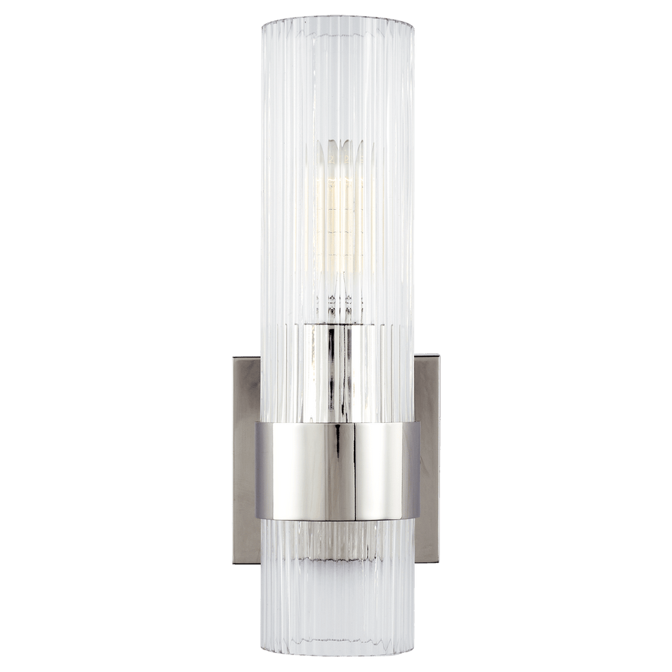 Geneva Sconce, a premium Bath light by Visual Comfort & Co. Close - up image of its design.