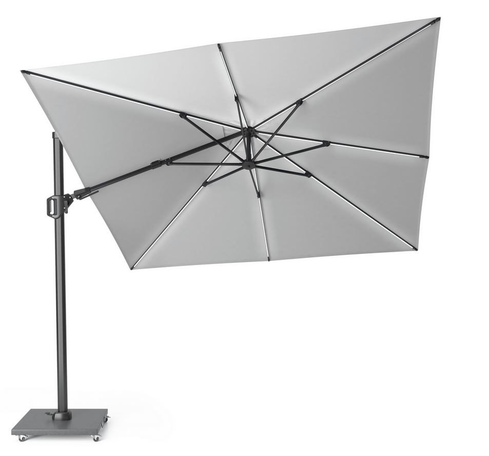 Challenger T2 Glow Free-arm Parasol 300x300 and Base in-ground Concrete