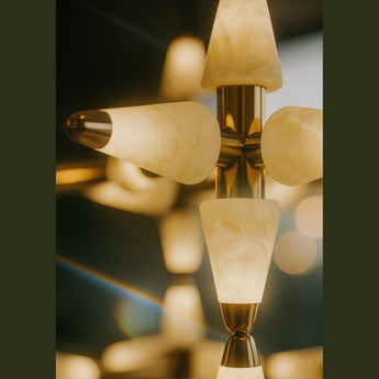 Volano Chandelier, a premium light by Icon Home. Close - up image of its design.
