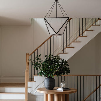 Lorino Large Lantern, a premium Lantern light by Visual Comfort & Co. Close - up image of its design.