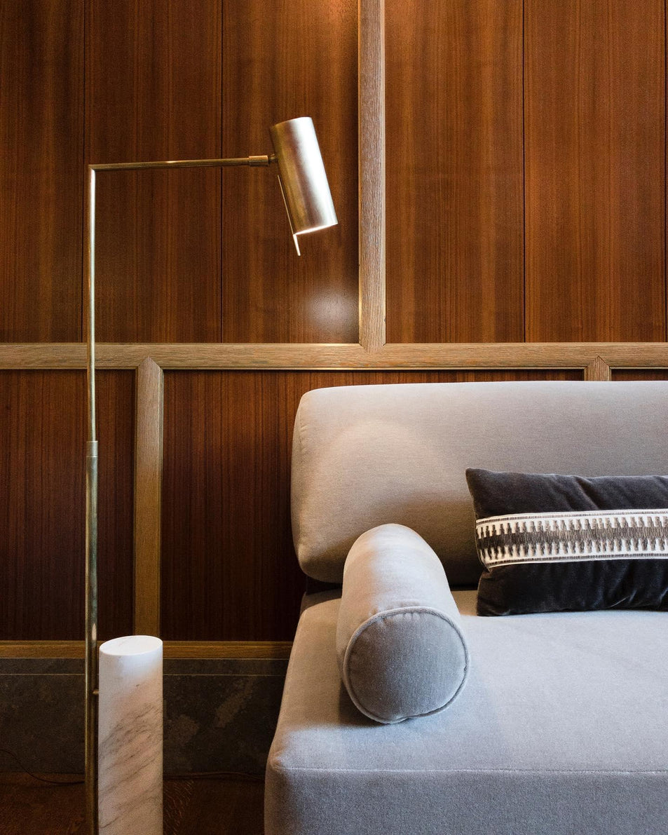 Alma Floor Lamp, a premium Functional light by Visual Comfort & Co. Close - up image of its design.