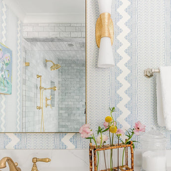 Utopia Small Double Bath Sconce, a premium Bath light by Visual Comfort & Co. Close - up image of its design.