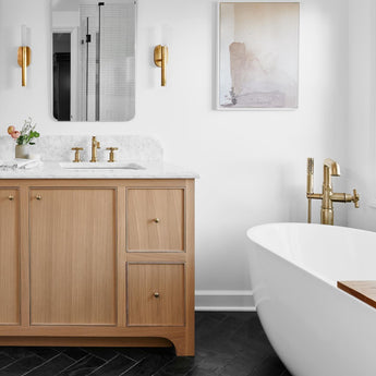 Rousseau Medium Bath Sconce, a premium Decorative light by Visual Comfort & Co. Close - up image of its design.