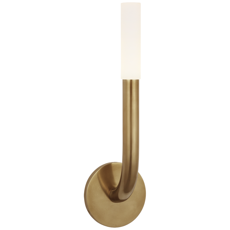 Rousseau 15" Single Sconce in Antique-Burnished Brass with Etched Crystal