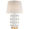 Linden Medium Cordless Table Lamp in Plaster White